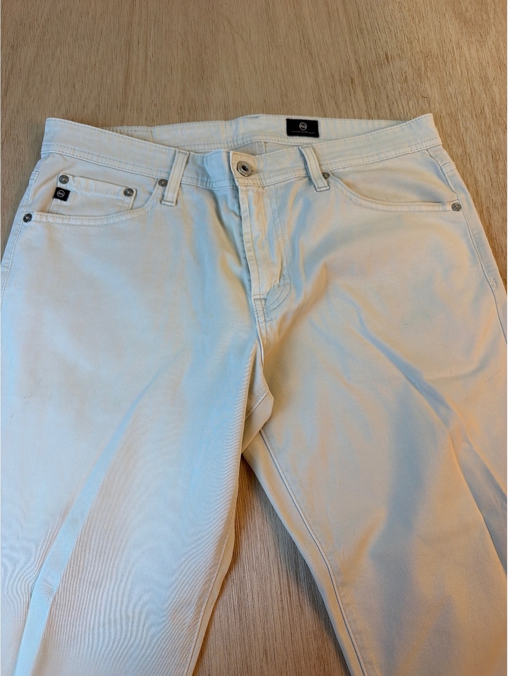 AG Adriano Goldschmied Men's Straight Leg Off-White Chalk Jeans 32x32 EUC